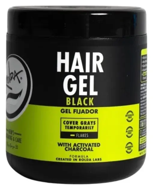 Rolda Black Hair Gel for Men Medium Hold with Activated Charcoal 17.6 oz