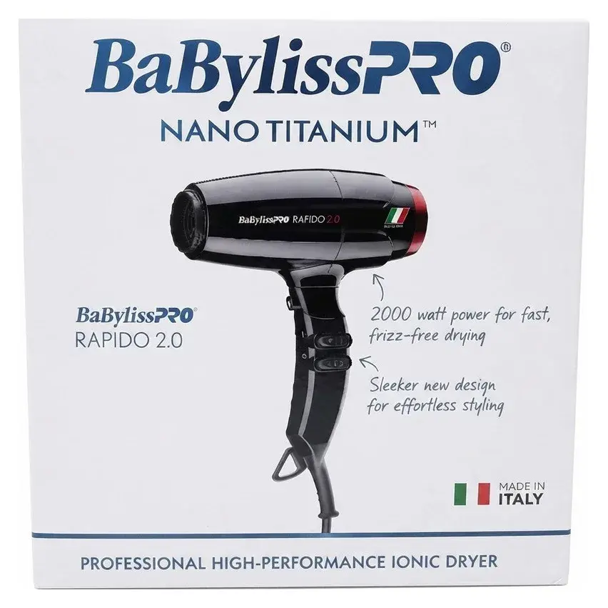 BaBylissPRO Rapido 2.0 High-Performance Ionic Dryer 2000W Black BRAP2