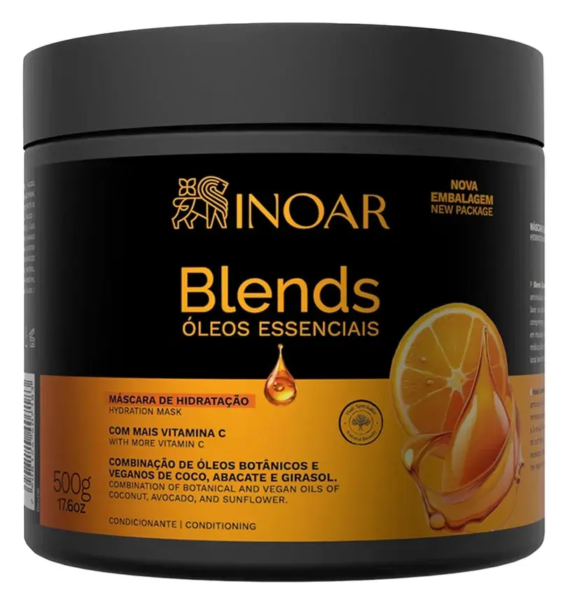 Inoar Blends Mask Moisturizing Hair Treatment With Vitamin C And Argan Oil 17.64 fl oz