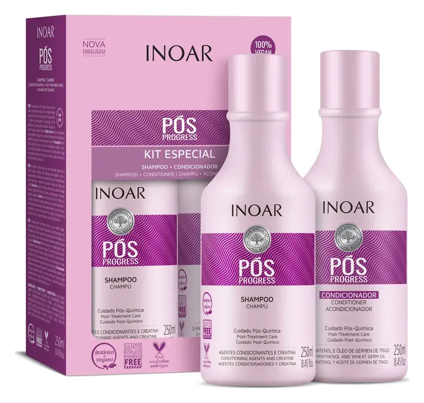 Inoar Pós Progress Hair Care Kit Shampoo And Conditioner 250ml